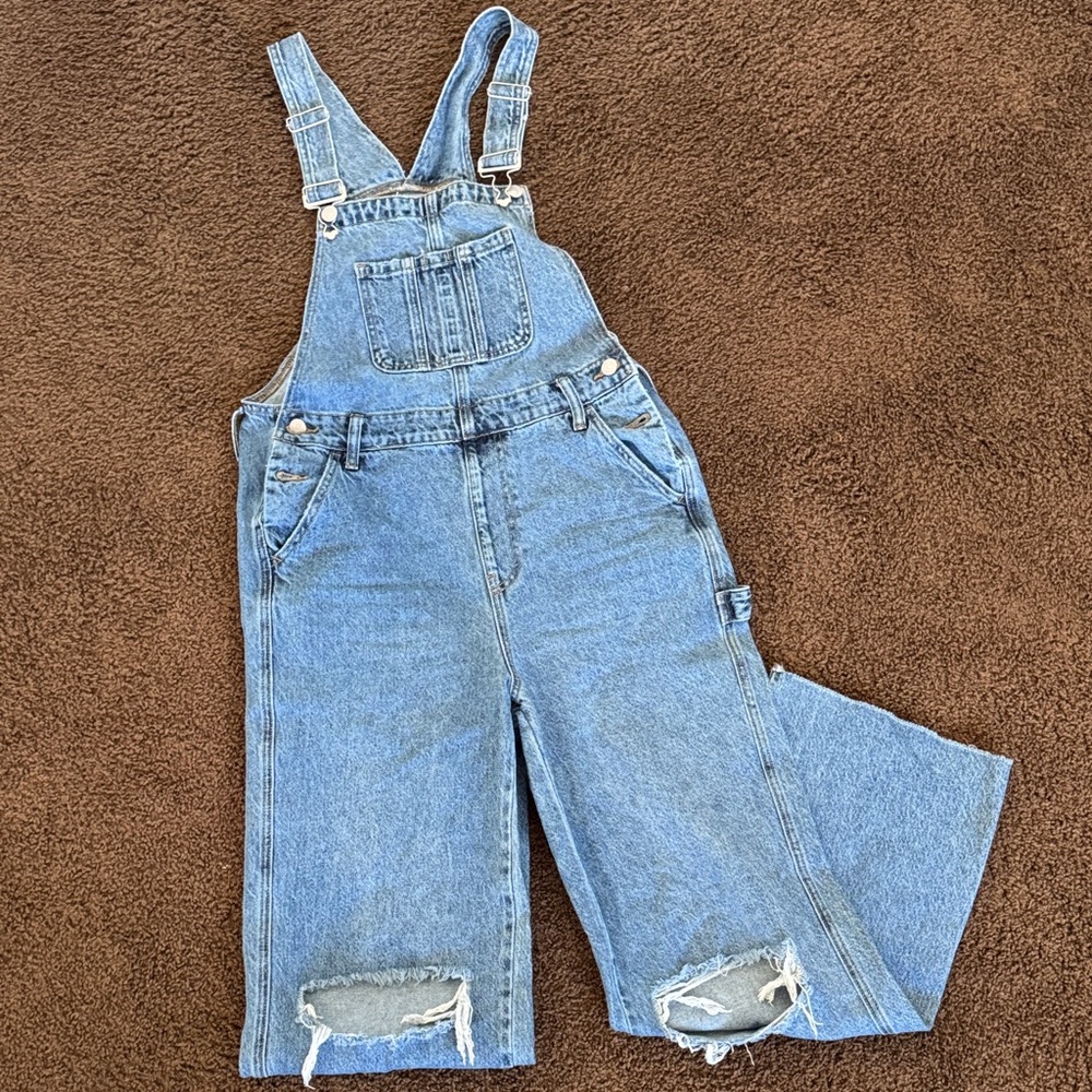 Blue Denim Cargo Style Overalls